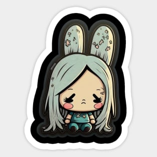 Sad Bunny Girl Sticker